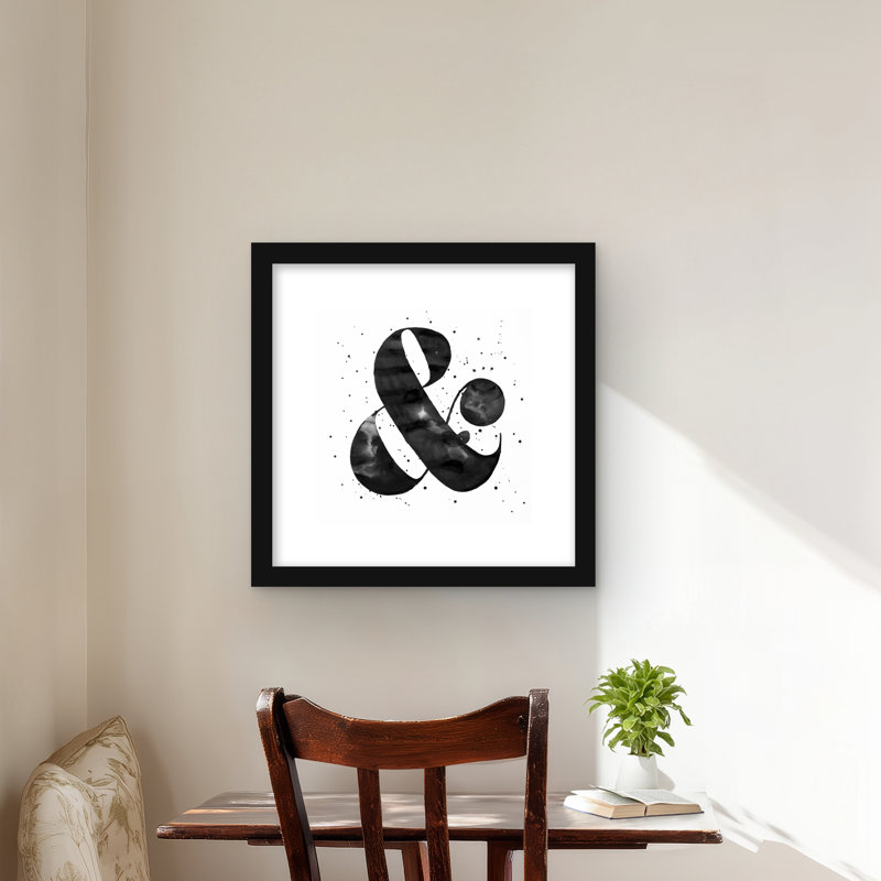 Ampersand - reproduction encadrée mat pour décoration intérieure | Type d'objet, H 16 po x l 16 po, Noir