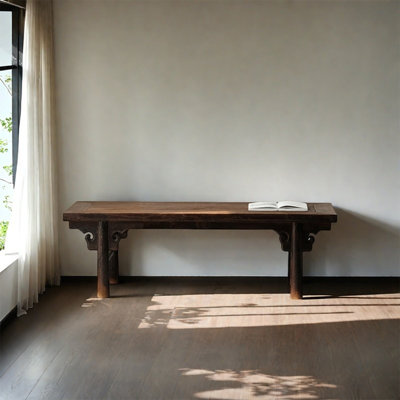 Solid wood bench like ancient stool stable