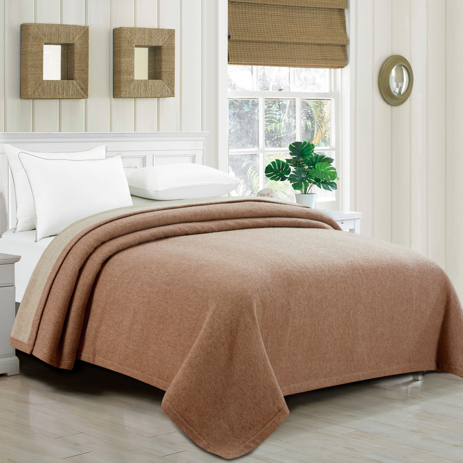 Ballade Merino Wool Hand Woven Throw Blanket, Ivory, Queen