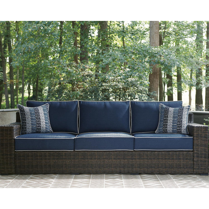 Humnoke 97.13'' Wide Straight Patio Sofa with Cushions