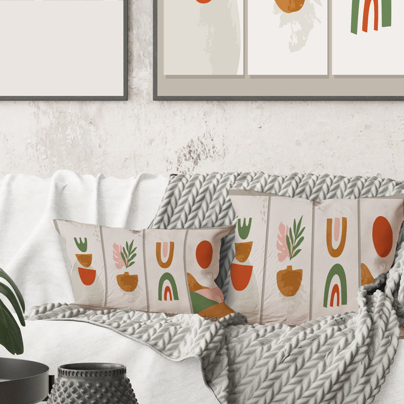 Housse et insert de coussin carré minimaliste Compostion of Shapes VI, 16" x 16"