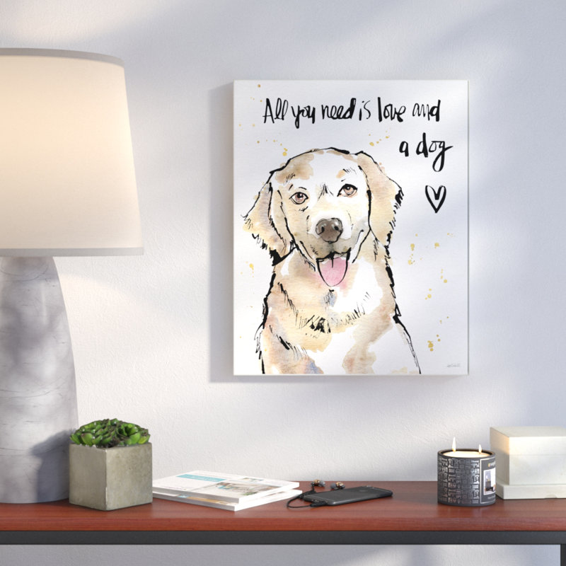 «All You Need is Love And a Dog», illustration sur impression, H 20 po x l 16 po, Toile tendue
