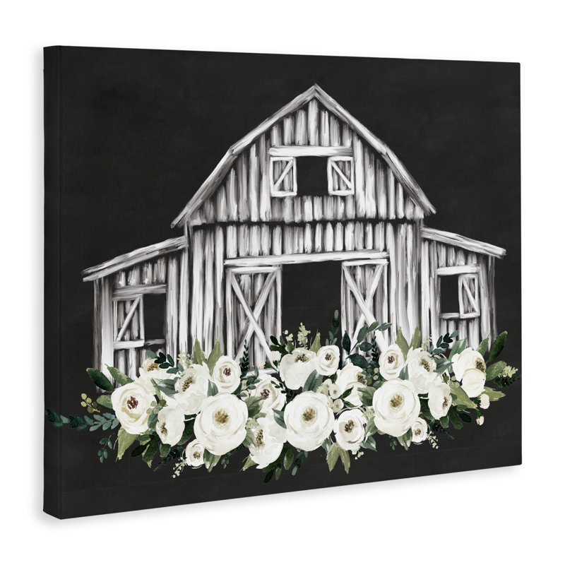 Toile de ferme centrée florale, design par lettré et doublé, H 16 po x l 20 po