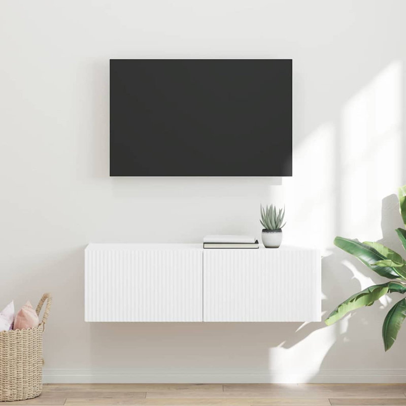 TV Stand, 29.5cm H x 98cm L x 31cm W, White