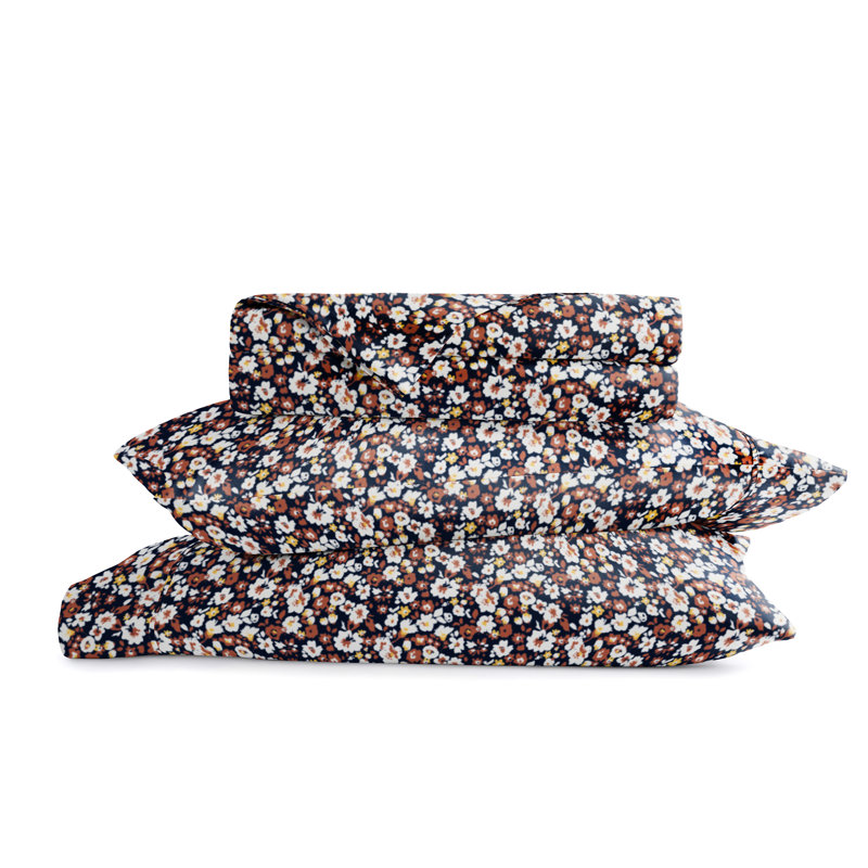 4 Piece Sheet Set Patterned Microfiber Ultra Soft Bedding in Floral Dream, Full, Tossed Foliage Eucalyptus