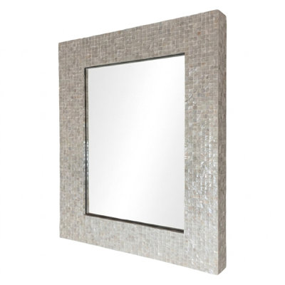 Cole and Grey Capiz Shell Handmade Mosaic Cream Room Wall Mirror