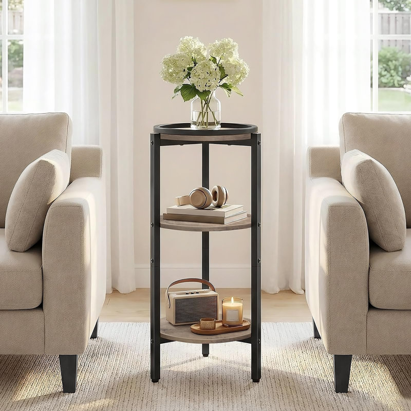 Petite table d'appoint ronde à 3 niveaux, Grège