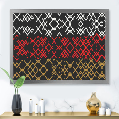 Motif géométrique blanc, rouge et beige - impression sur toile