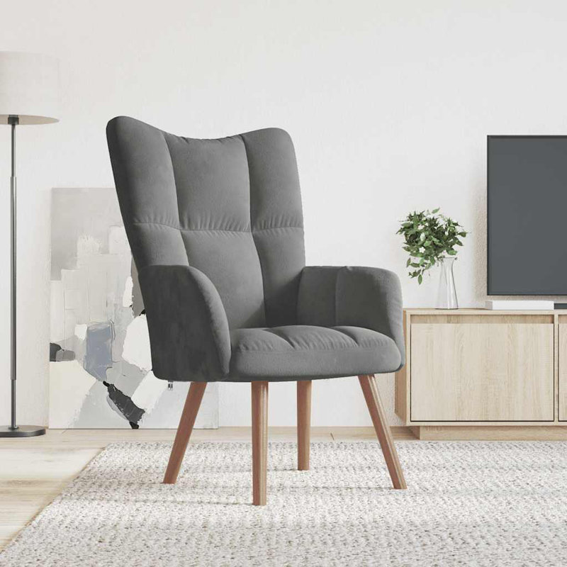 Hrithika Upholstered Armchair, Dark Gray Polyester
