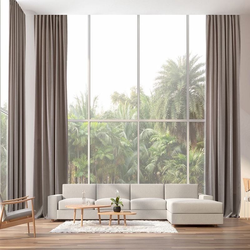 Room Darkening Single Curtain Panel, 130cm Width x 350cm Drop, Pure Grey