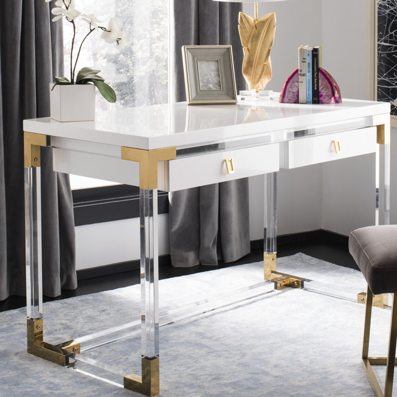 Bureau Rosene, Blanc / Transparent