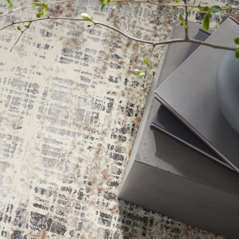 CK022 INFINITY Rust Red/Grey/Blue Area Rug, Rectangle 160 x 221cm