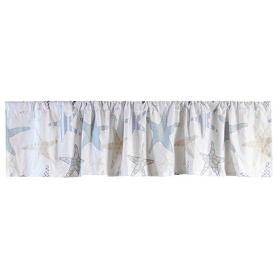  Cantonnière à volants de 84 po en blanc / bleu