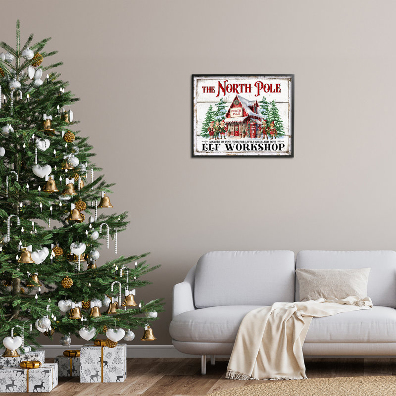 Art giclée atelier du pôle Nord par Creatif Belle, H 24 po x l 30 po, Giclée encadrée noir minuit