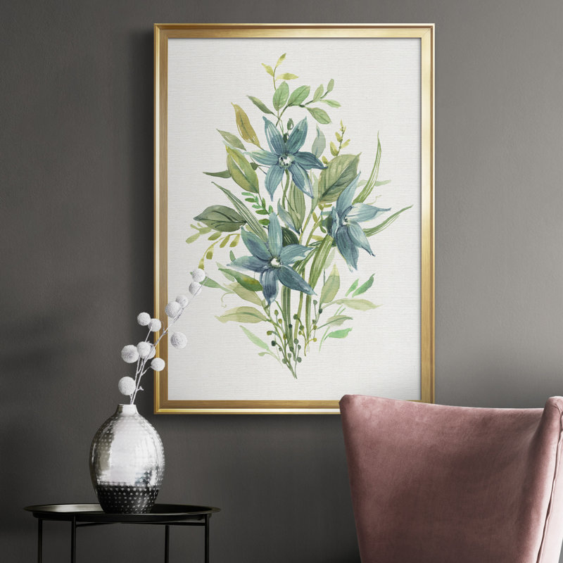 «Greenery I» - Peinture sur toile encadrée, Or, H 26,5 po x l 36,5 po x P 1,5 po
