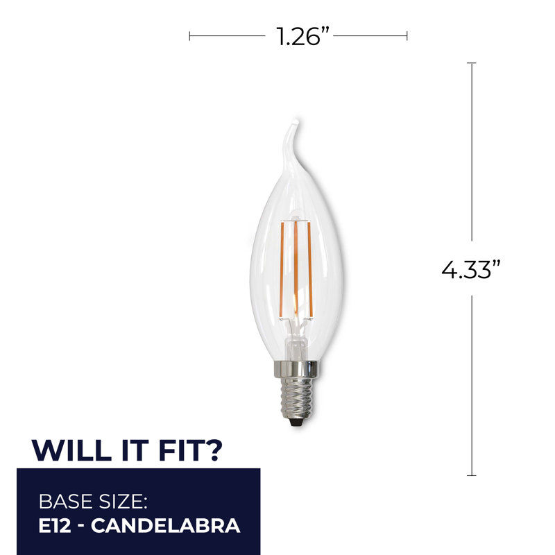 Ampoule à DEL 4,5 ampoules à intensité variable CA10 4,5 W, culot candélabre E12 (2700K)
