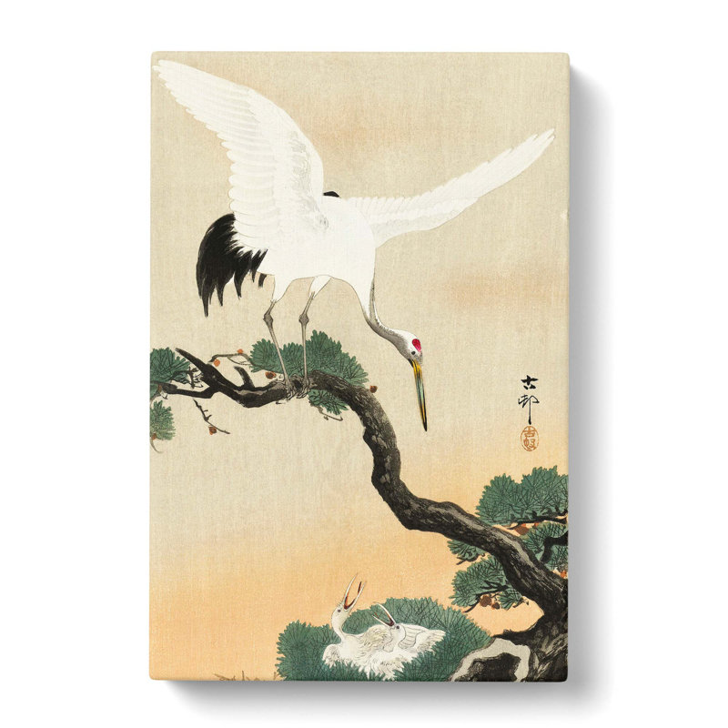 Japanese Crane Birds by Ohara Koson - Wrapped Canvas Painting, 60cm H x 40cm W x 3cm D