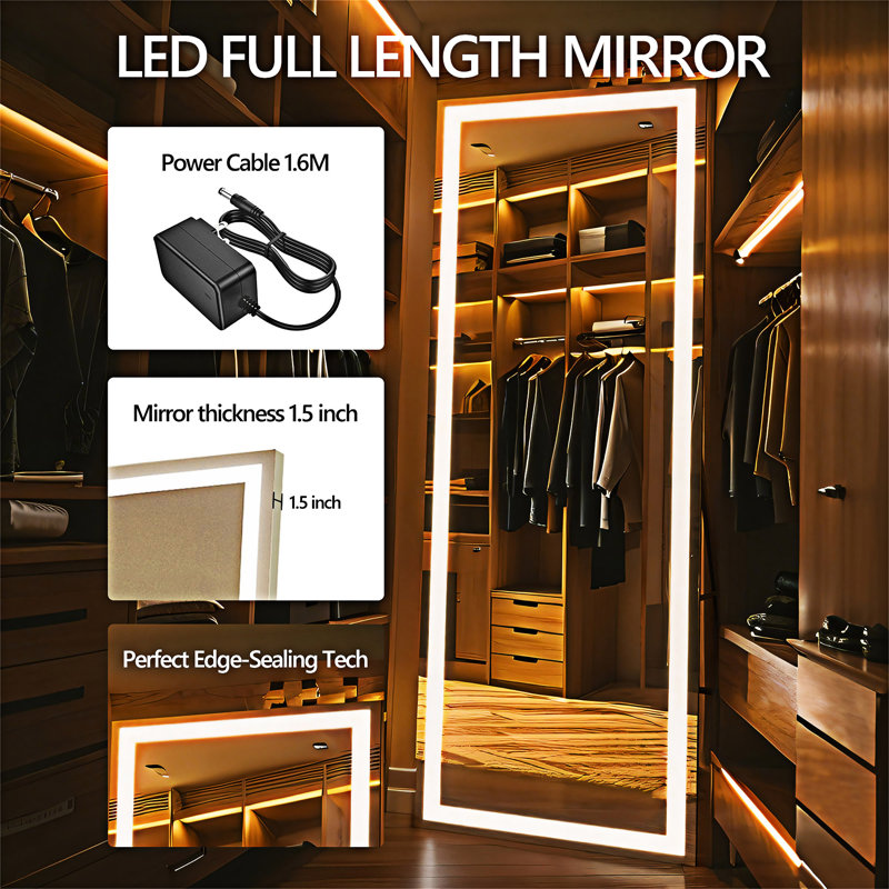 Full Length Mirror With Lights,Full Body Dressing Standing, 67.01" x 20.01"