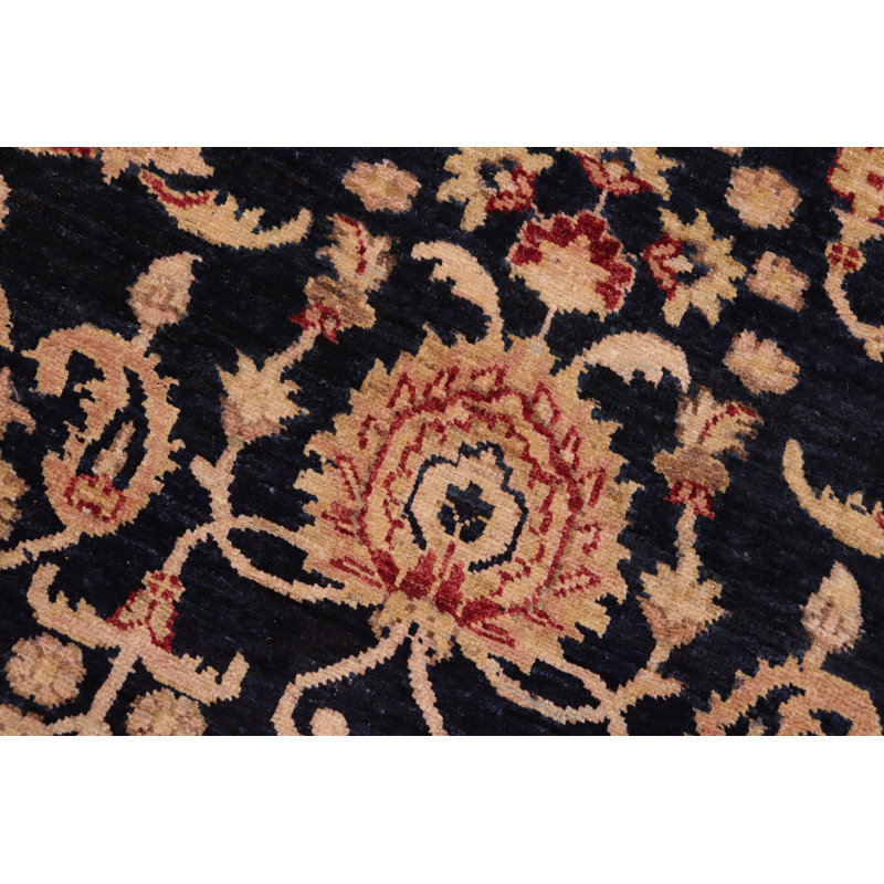 Tapis oriental bleu et rouge en laine noué à la main 8 pi 4 po x 10 pi Abbigail