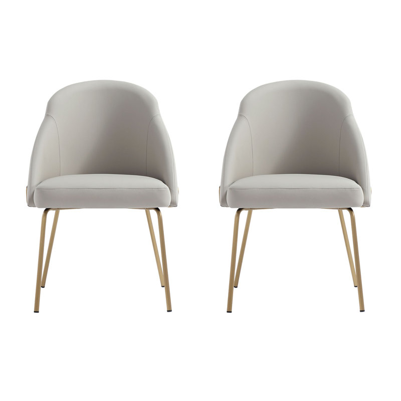 Fakenham Leatherette Dining Chair with Steel Legs, Stone, Gold, 1