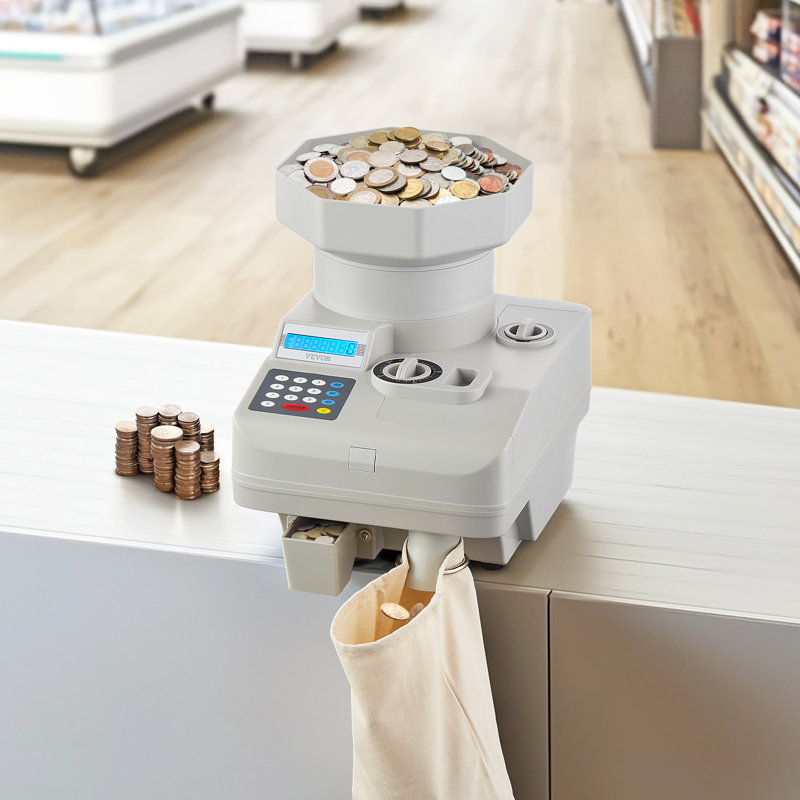 Coin Counter Professional Coin Sorter LED Display Holds up to 11000 Coins