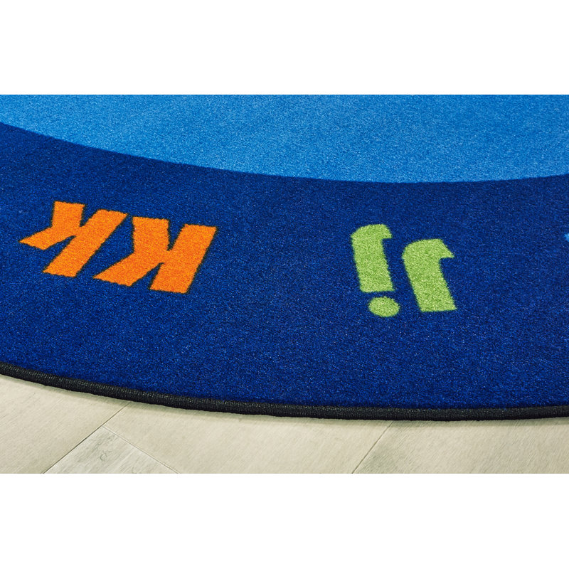 Circletime Early Learning Classroom Seating KID$Value Plus Tufted Blue Area Rug, Oval 8' x 12'