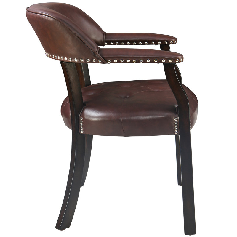 Tufted Solid Back Arm Chair, Espresso, Walnut