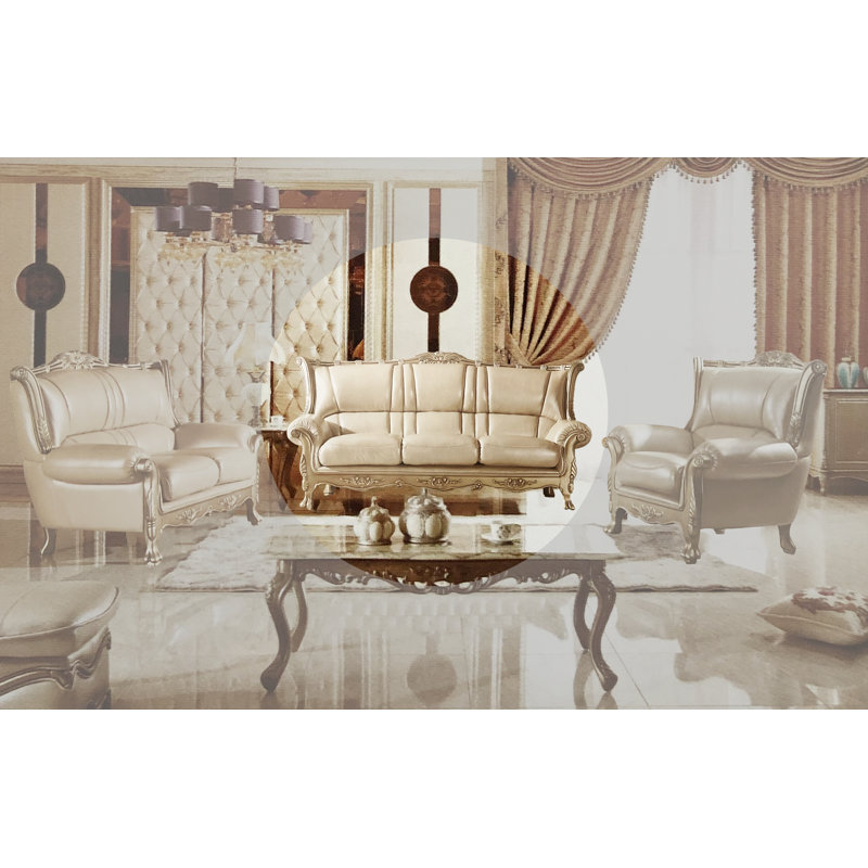 Canapé à accoudoirs roulés en cuir véritable 83 po Zakariya