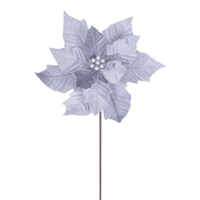 Vickerman 12" x 20" Velvet Razor Poinsettia Stem. It includes four pieces per bag.