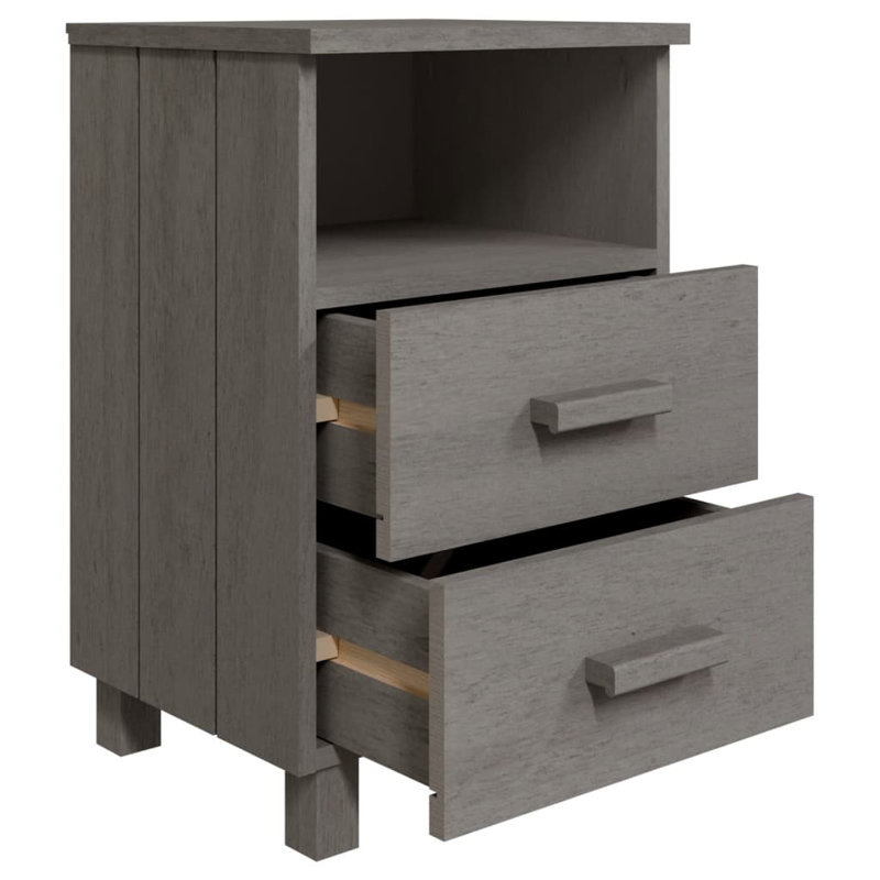 Ebern Designs Bedside Cabinets 40X35x62 Cm Solid Wood Pine, Light Grey, Individual