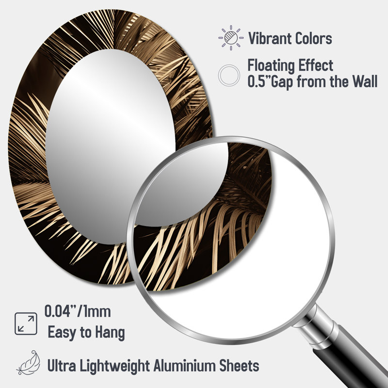 Miroir mural sépia Serenity Palm Leaves I - Beige Tropical, H 40 po x l 30 po