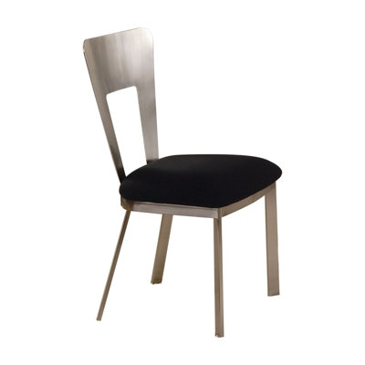 Kashaunda Side Chair (2Pc)Black Microfiber & Satin Plated