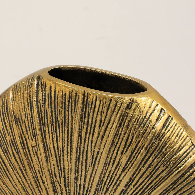 Vase | Vase décoratif en aluminium doré | Ensemble de 2
