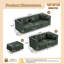 Canapé Chesterfield modulaire en similicuir vert avec pieds en métal et 5 coussins-464085277