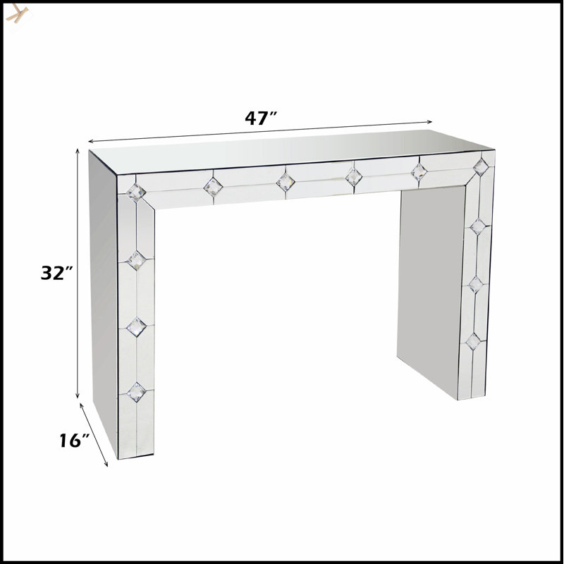 Hessa Mirrored & Faux Rhinestone Console Table, Assembled, Glamour And Elegance For Your Home Decor