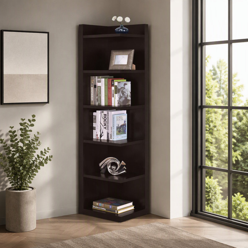 Cappuccino 6-tier Corner Bookcase