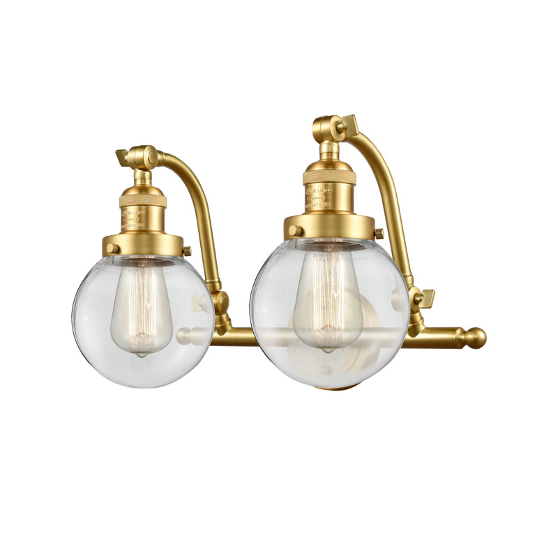 Clementina 2 - Light Dimmable Vanity Light, Clear, Satin Gold, 6 Watt Vinage LED Bulb