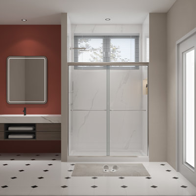 Porte de douche semi-sans cadre l 54 po x H 70 po