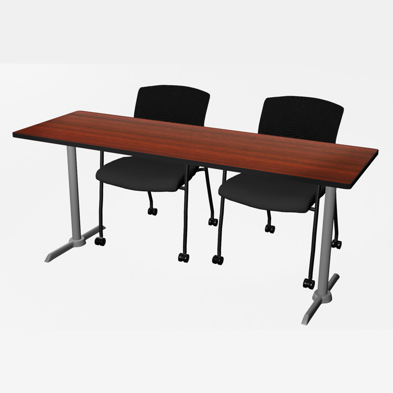 Base et table de formation Cain, Acajou, H 29 po x L 72 po x l 24 po, Gris lune