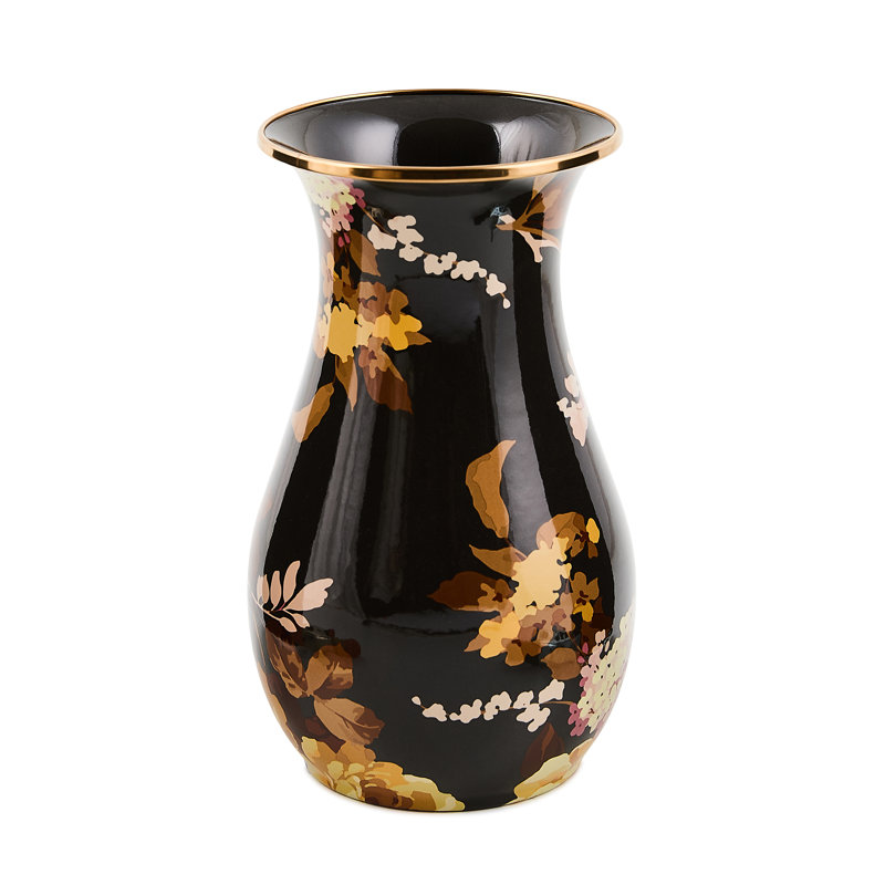 Wild Rose Brown Tall Vase, Brown/Gold