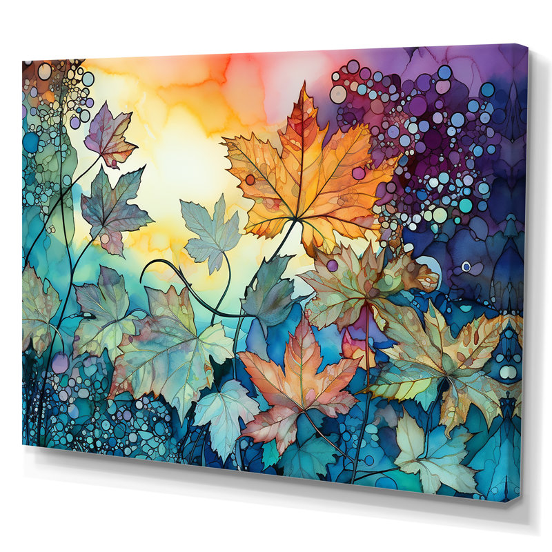«Leaves Autumn Sunlight Harmony» sur toile, Toile tendue, H 16 po x l 32 po x P 1 po