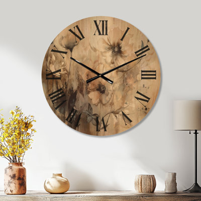 Horloge murale surdimensionnée en bois délicat et floral