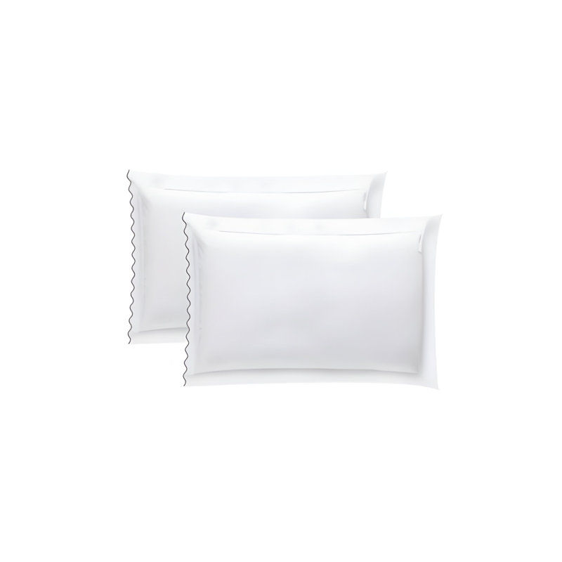 400TC Small Scallop Embroidery Cotton Pillowcases (Set Of 2), White/Dark Grey