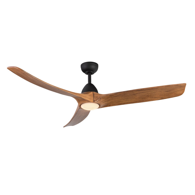 Baylor Smart LED Downrod Ceiling Fan, Natural Oak