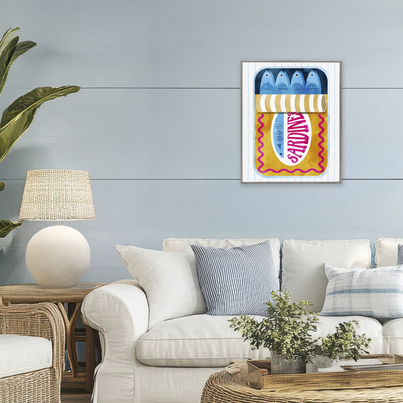 Giclée encadrée audacieuse de sardines en conserve, design par Lil 'Rue, Estampe numérique Farmhouse, H 20 po x l 16 po