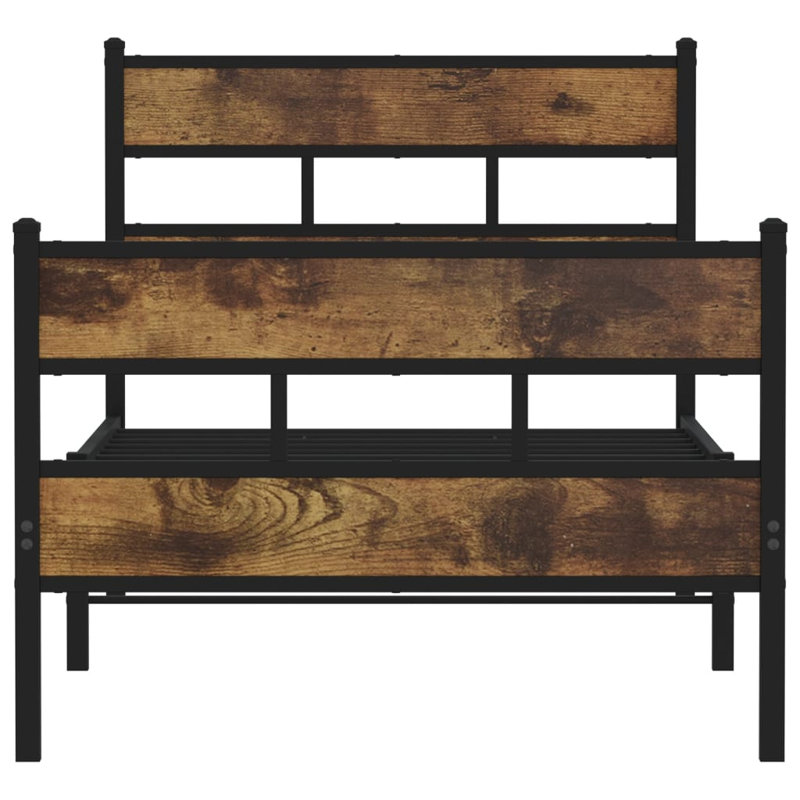 Borough Wharf Metal Bed Frame Without Mattress , Double (4'6), Smoked Oak