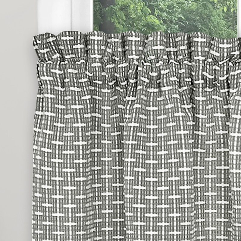 Tywaun Abstract Line Design Tier Pair Set, Half Rod Pocket Cafe Tier Pair Set with Plane Outline, Gray, 58" W x 24" L