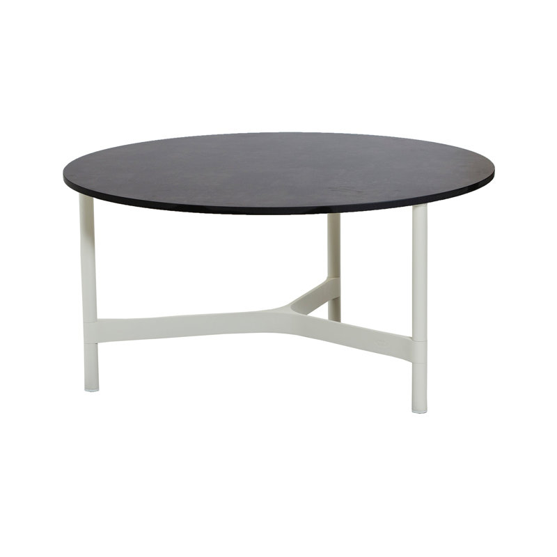 Twist Outdoor Round Teak Coffee Table, Teak/White, 17.79" H x 35.5" W x 35.5" D