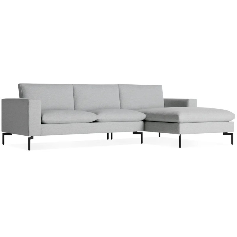 Nouveau canapé standard avec méridienne, Orienté à droite (vu de face), Noir, 100% polyester Maharam Mode / Intaglio