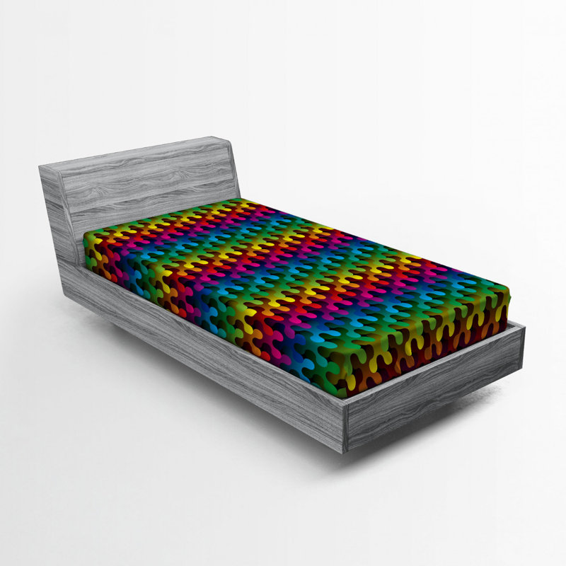 Microfiber Abstract Fitted Sheet, Twin Fitted Sheet